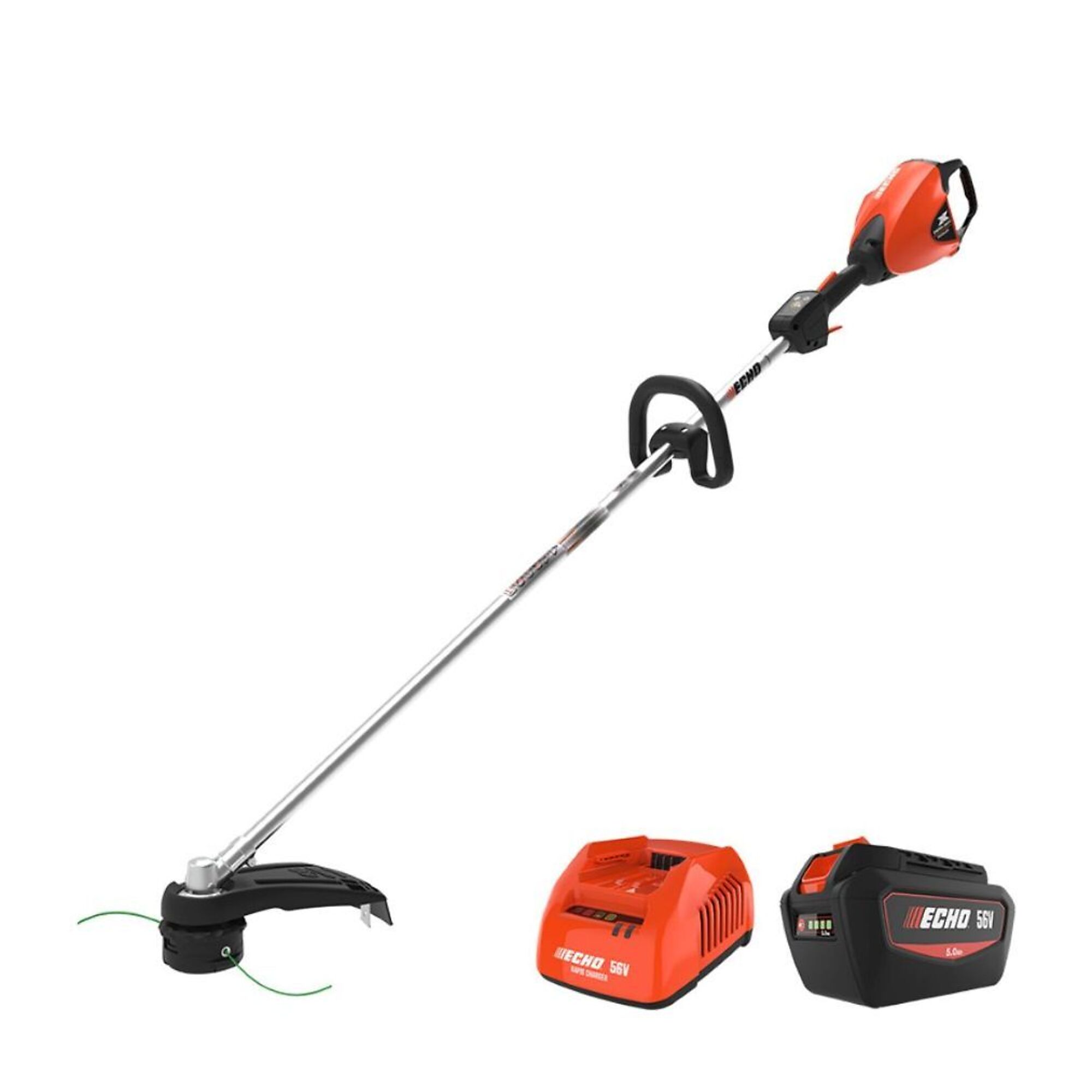 ECHO 56V Battery System, Battery-Powered Pro Attachment  Series™ String Trimmer, 17 in. Cutting Swath, Includes 5.0Ah Battery and Rapid Charger, Model# DPAS-2600SBR2
